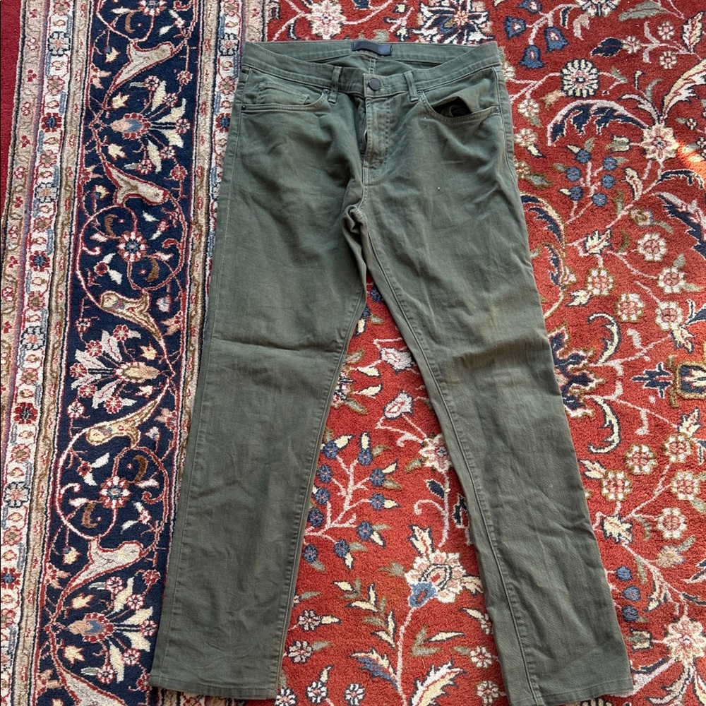 J Brand Olive Green Straight-Leg Pants